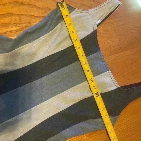 Farm Rio Anthropologie Midi Dress XS 0 2 Colorblock Denim Stripe Chambray $278 - Picture 7 of 10